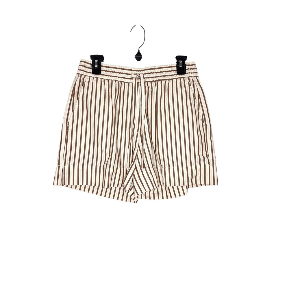 Banana Republic Factory Drawstring Short Women's Sz S Mid-Rise Brown Stripe EUC